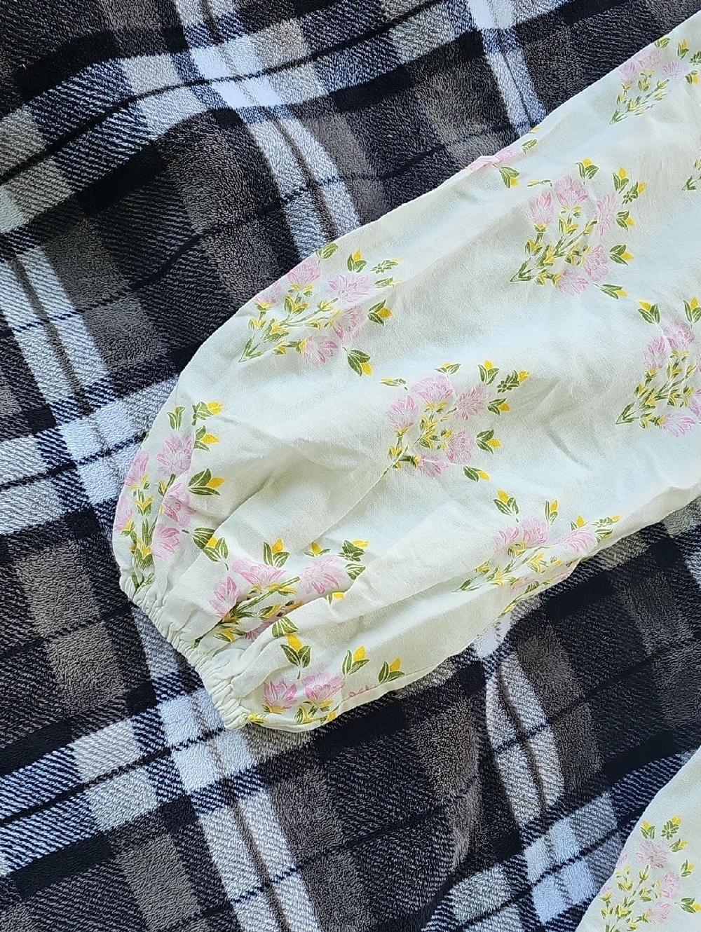 Ivory Floral Maxi Dress with Pink & Green Accents - Picture 4 of 7